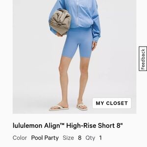 lululemon Blue High-Rise Shorts 8"